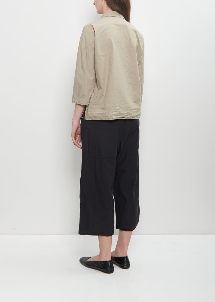 Tissue Cotton Short Collar Shirt  — Stone