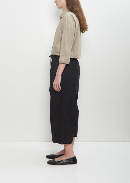 2024 お歳暮【公式】 - 人気ブランド Short & Wide Cotton Tissue Trousers Garçonne La – Black — パンツ