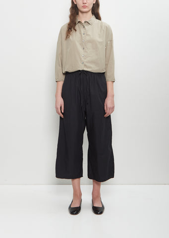 Tissue Cotton Wide & Short Trousers — Black