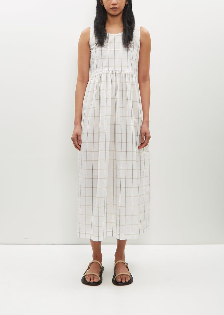 Sleeveless Windowpane Cotton Dress
