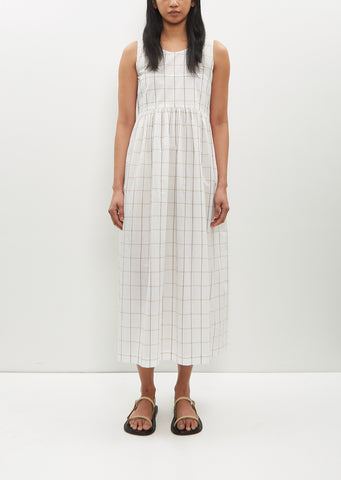 Sleeveless Windowpane Cotton Dress