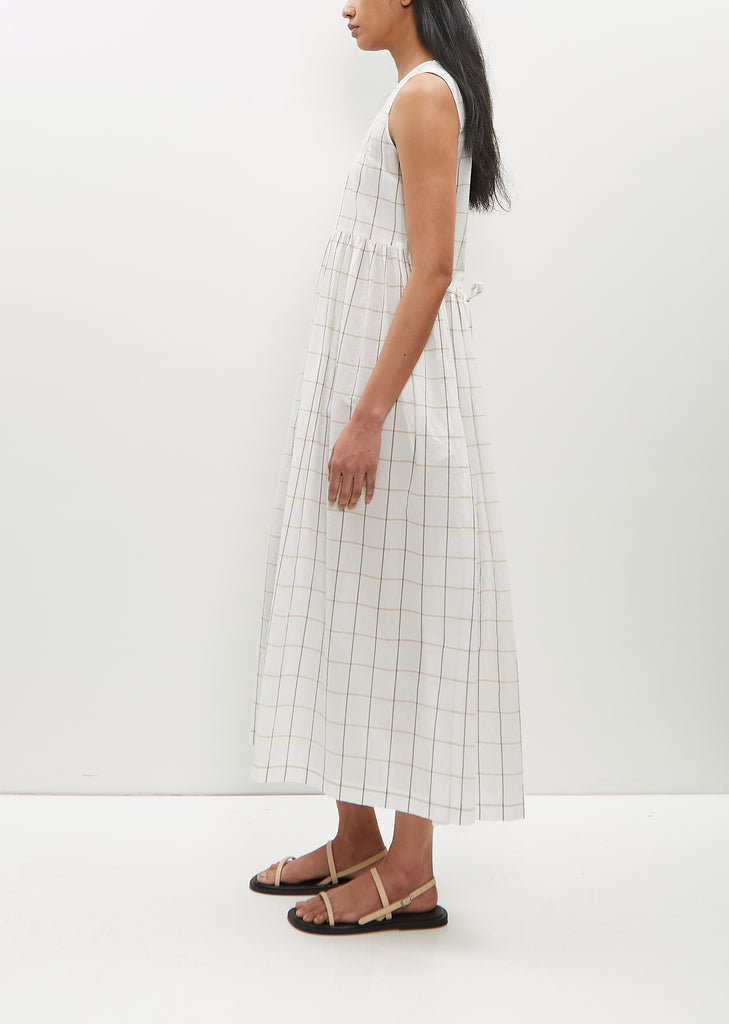 Sleeveless Windowpane Cotton Dress