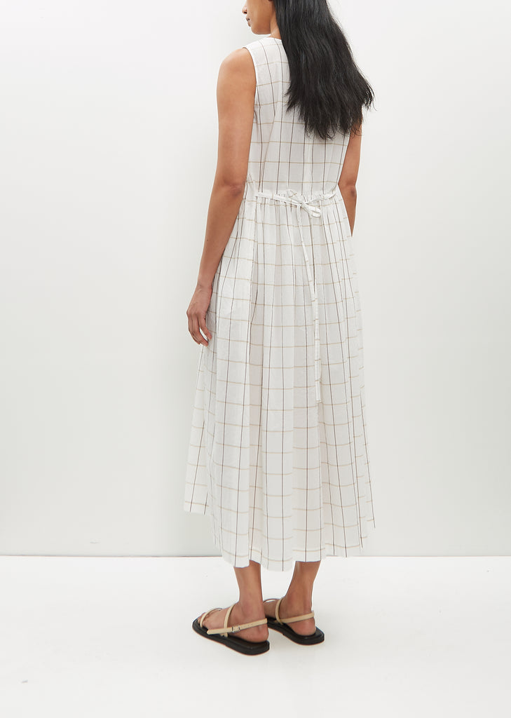 Sleeveless Windowpane Cotton Dress