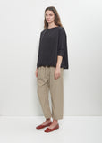 Tissue Cotton Short Tunic Top — Black