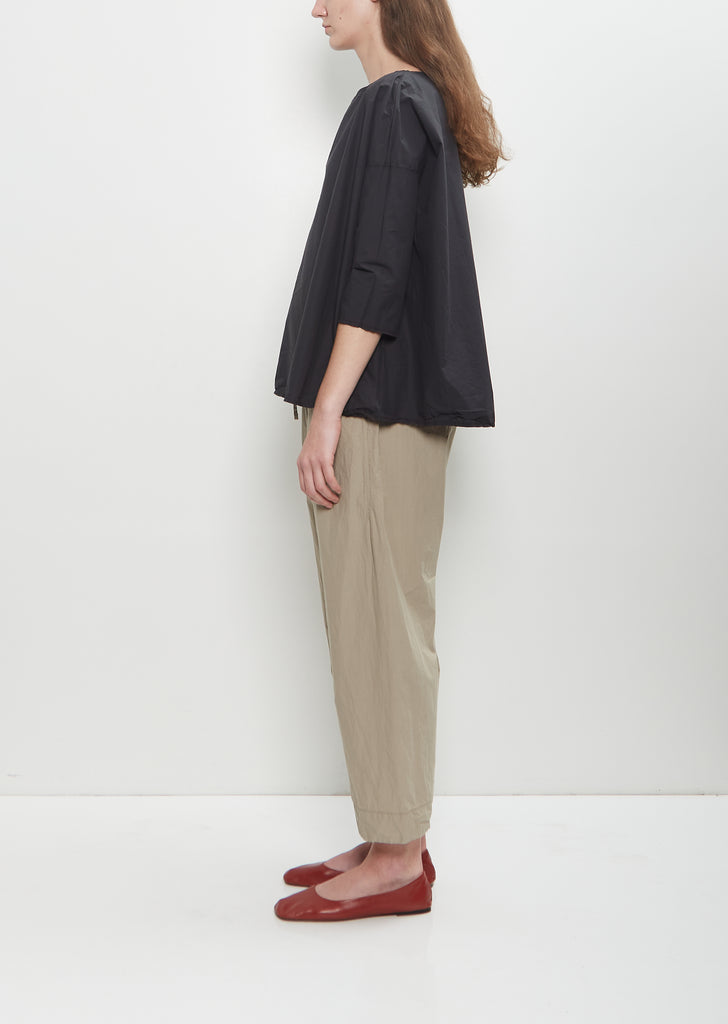 Tissue Cotton Short Tunic Top — Black
