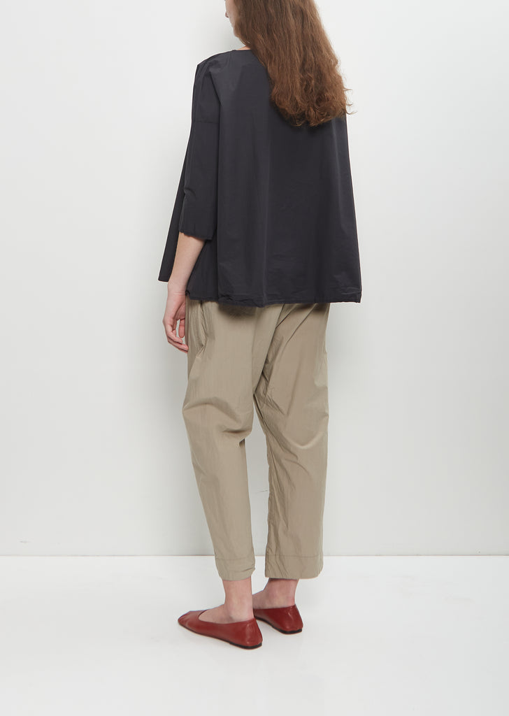Tissue Cotton Short Tunic Top — Black