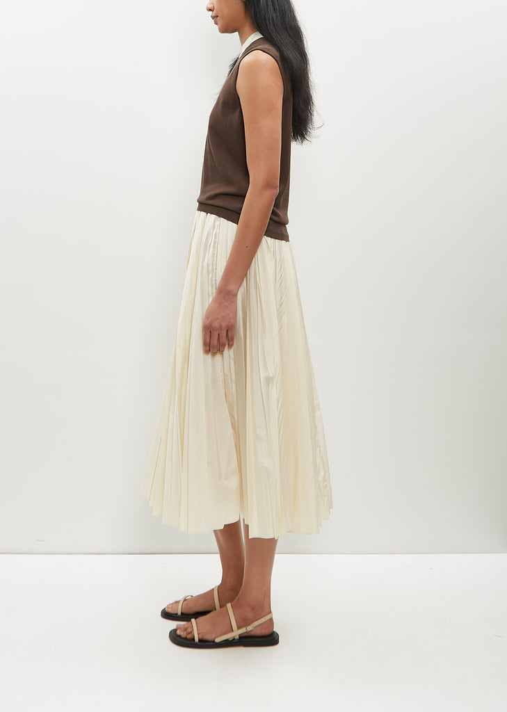 Bi-Color Cotton Mock Knit Top