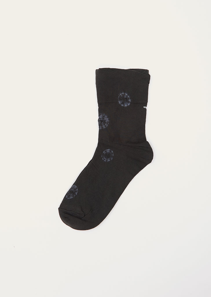 Shibori Knitted Crew Socks — Black