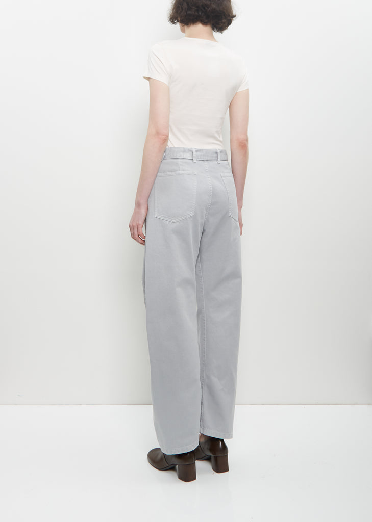 Cotton Denim Twisted Belted Pants
