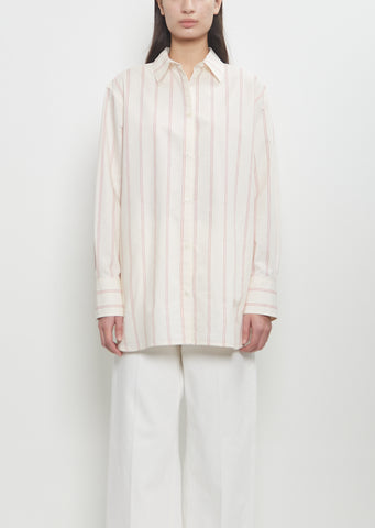 Cotton Silk Relaxed Striped Shirt