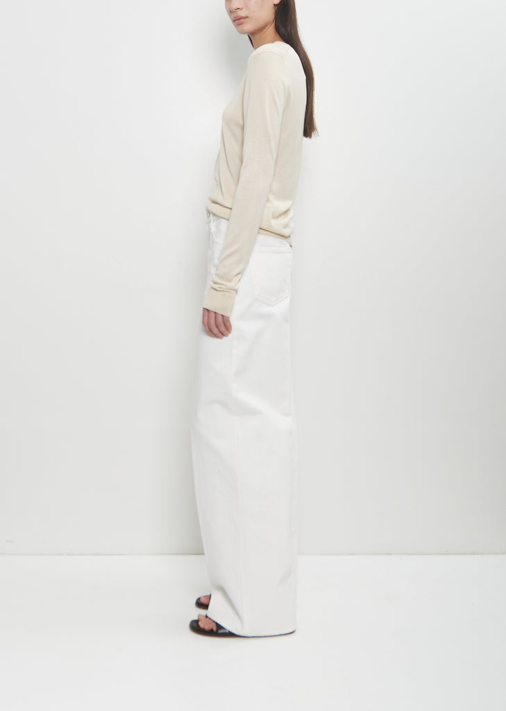 Fine Silk Crew-Neck Knit — Ecru