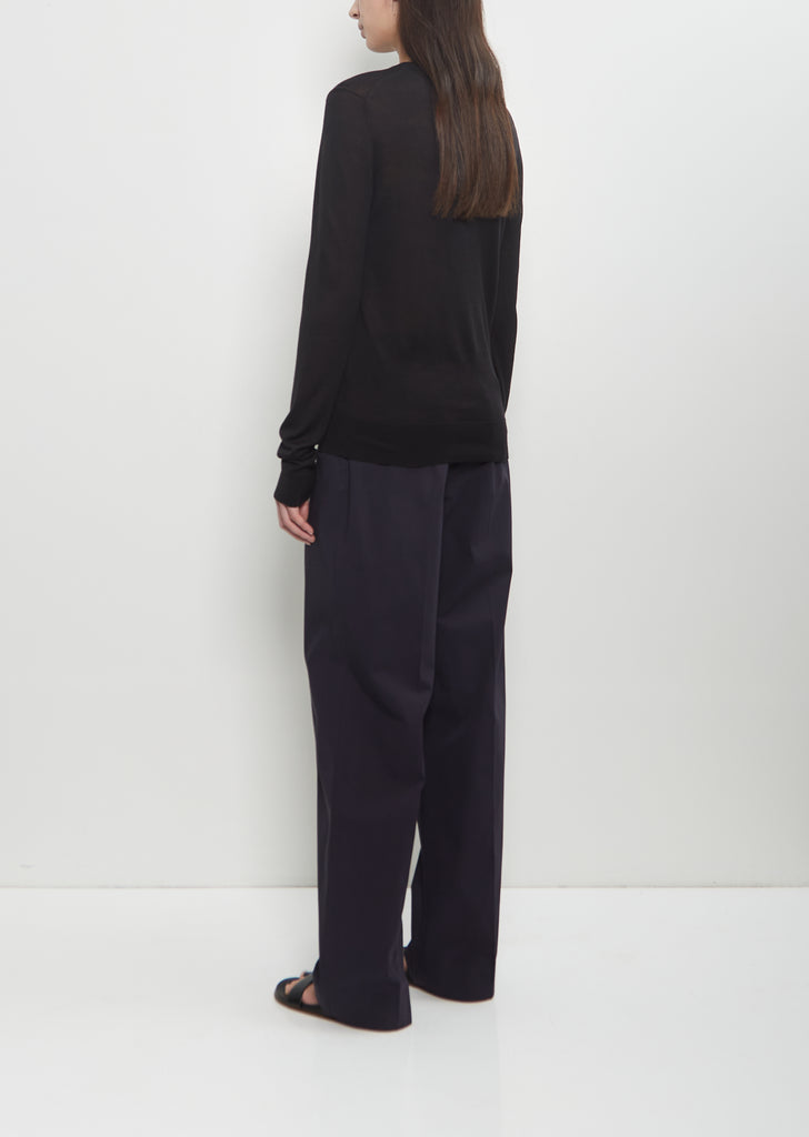 Fine Silk Crew-Neck Knit — Black