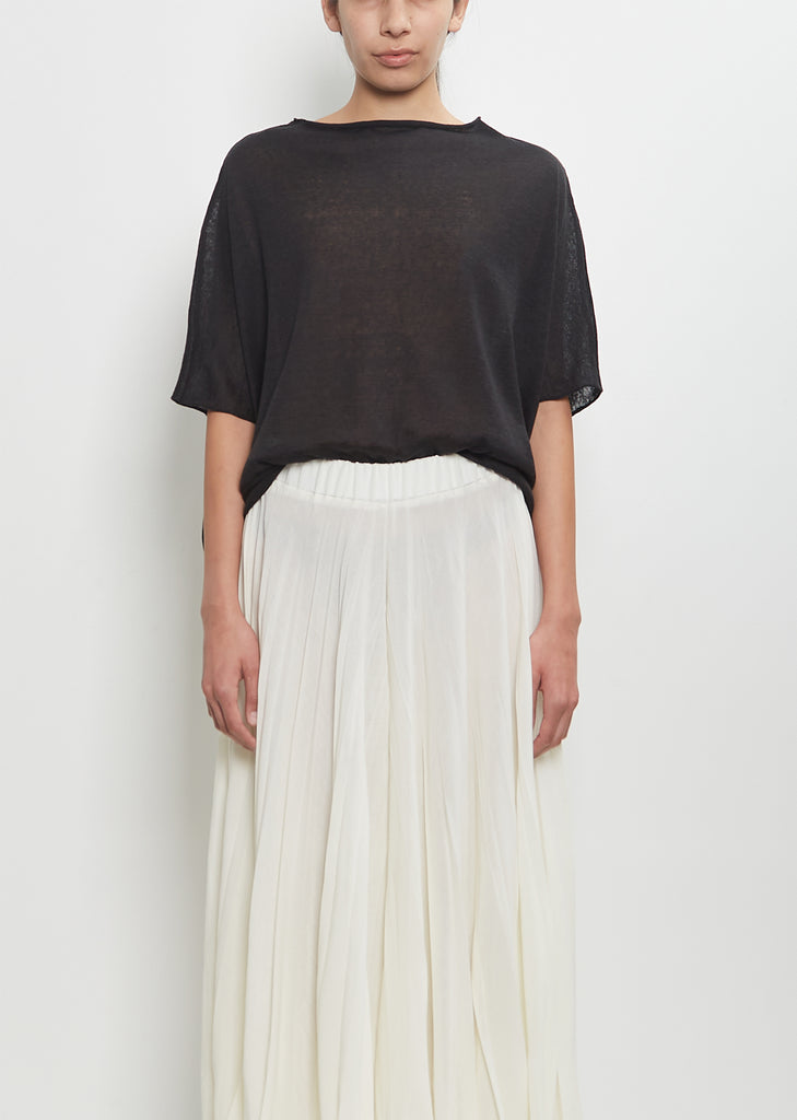 Linen Cashmere Easy T-Shirt Knitwear — Black