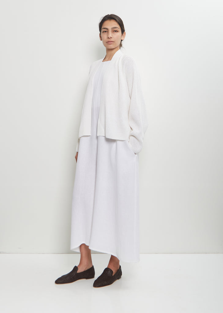 Linen Cashmere Silk Boyfriend's Cardigan — White