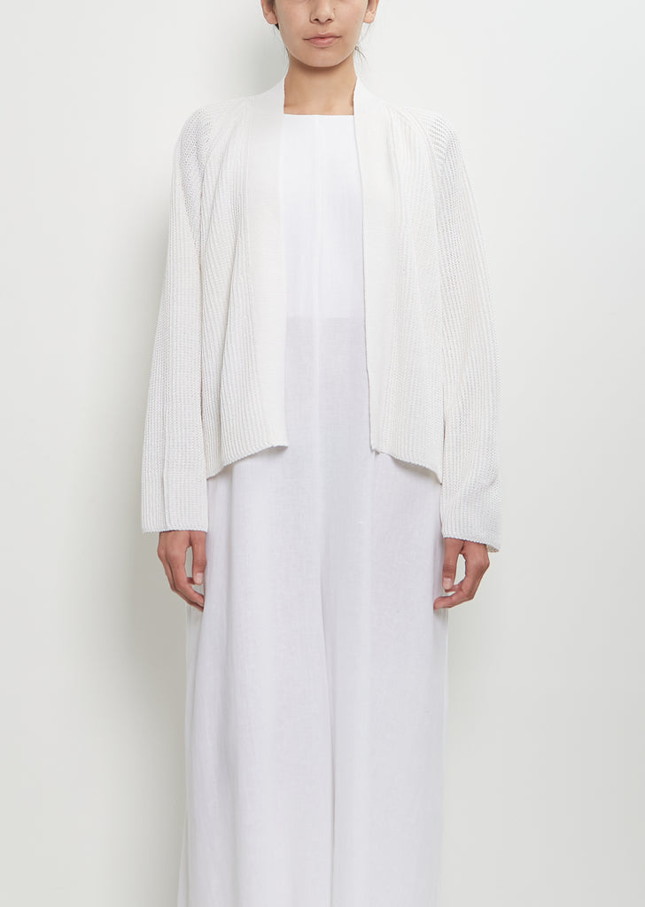 Linen Cashmere Silk Boyfriend's Cardigan — White