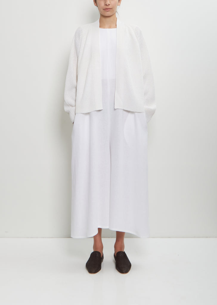 Linen Cashmere Silk Boyfriend's Cardigan — White