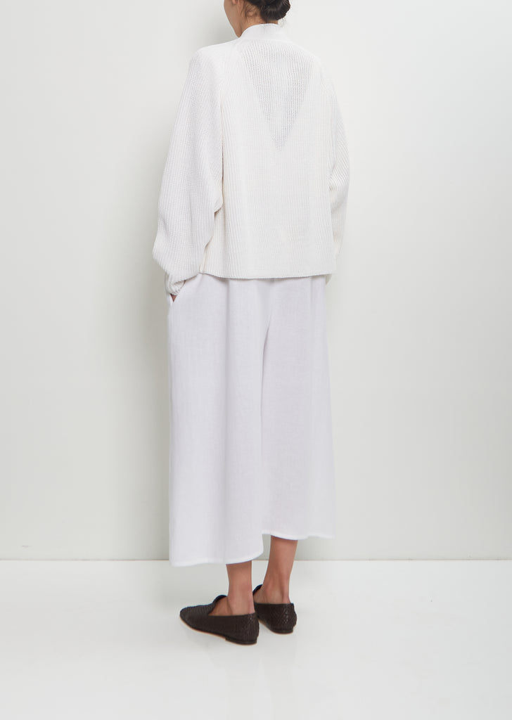 Linen Cashmere Silk Boyfriend's Cardigan — White