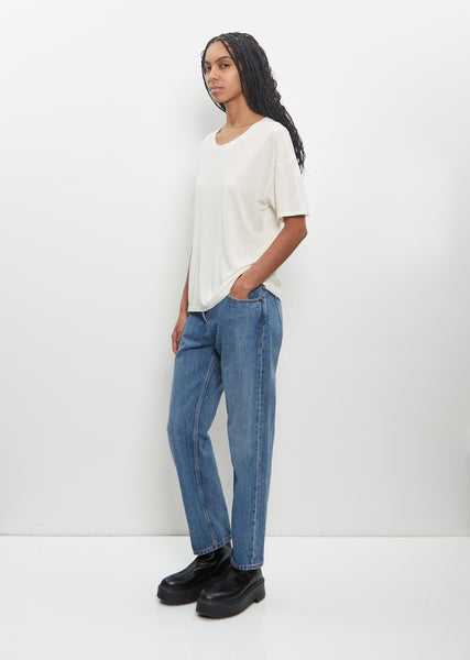 Tシャツ・カットソー RONRON LACE FRILL SLIM CROP PLEATS T SHIRT GREY RR25AST4140G LACE FRILL SLIM CROP PLEATS T SHIRT GREY - RONRON 론론