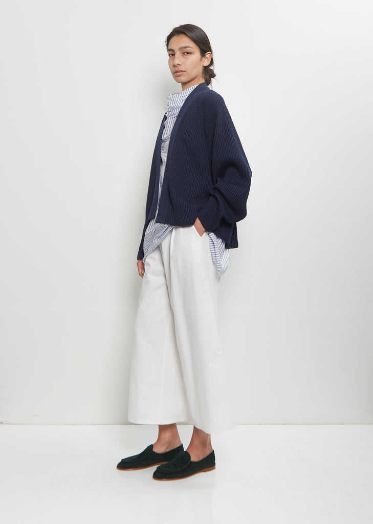 Linen Cashmere Silk Boyfriend's Cardigan — Midnight