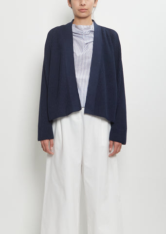 Linen Cashmere Silk Boyfriend's Cardigan — Midnight