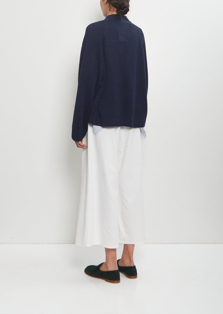Linen Cashmere Silk Boyfriend's Cardigan — Midnight