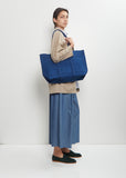 Washed Cotton 6 Pockets Tote, Medium — Blue