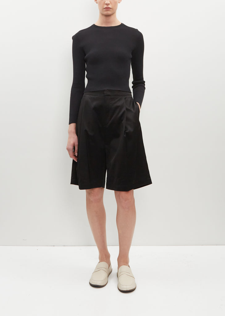 Pleat Front Satin Shorts