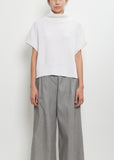Linen Cashmere Silk T-Neck Sleeveless Sweater — White