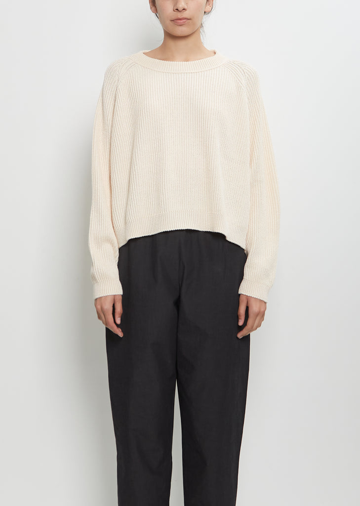 Linen Cashmere Silk Deep Raglan Easy Sweater — Ivory