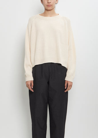 Linen Cashmere Silk Deep Raglan Easy Sweater — Ivory