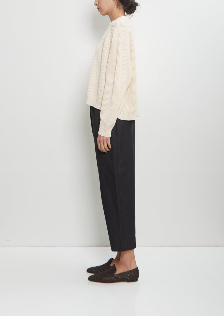 Linen Cashmere Silk Deep Raglan Easy Sweater — Ivory
