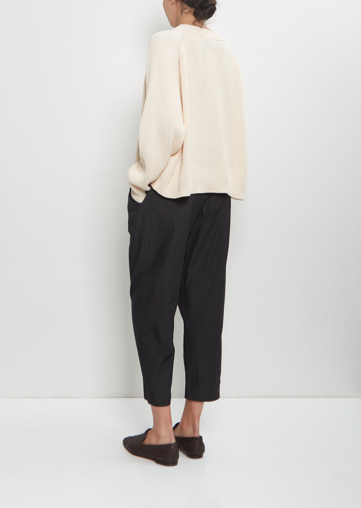 Linen Cashmere Silk Deep Raglan Easy Sweater — Ivory