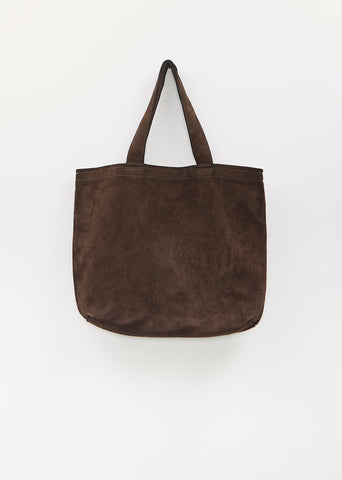 Suede Shopper Bag — Dark Brown