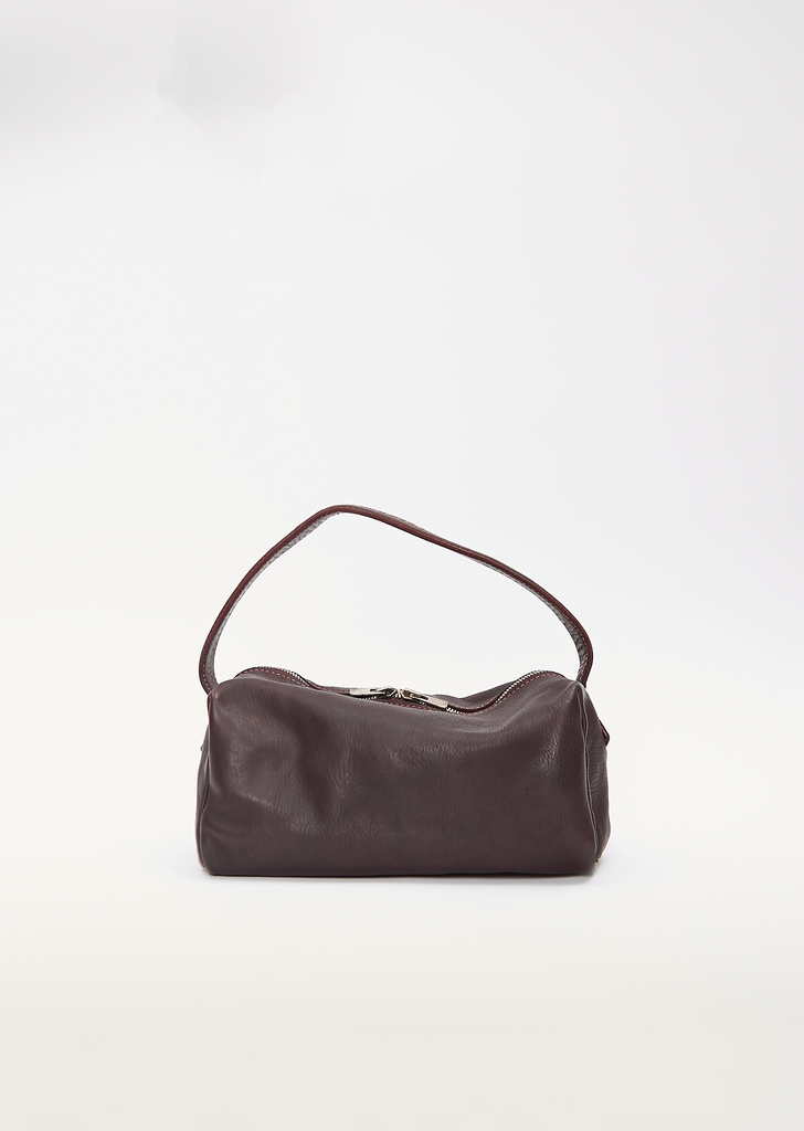 Small Leather Handle Bag — Maroon