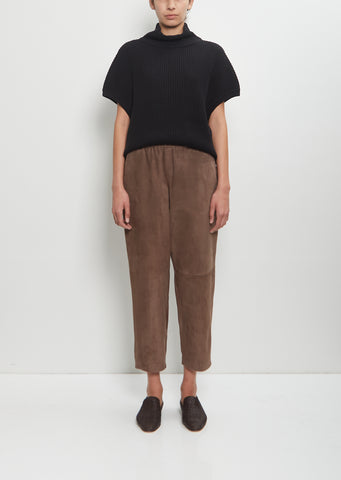 Suede Leather Carrot Pants — Tortora