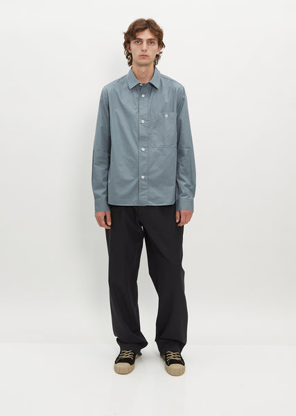 トップス MHL./HIGH TWISTED COTTON POPLIN SHIRT MHL./HIGH TWISTED COTTON POPLIN SS SHIRT (BLUE)