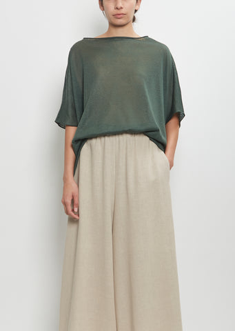 Linen Cashmere Easy T-Shirt Knitwear — Forest