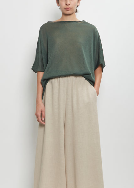 Linen Cashmere Easy T-Shirt Knitwear — Forest – La Garçonne