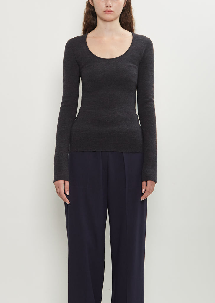 Compact Wool Blend Knit Top