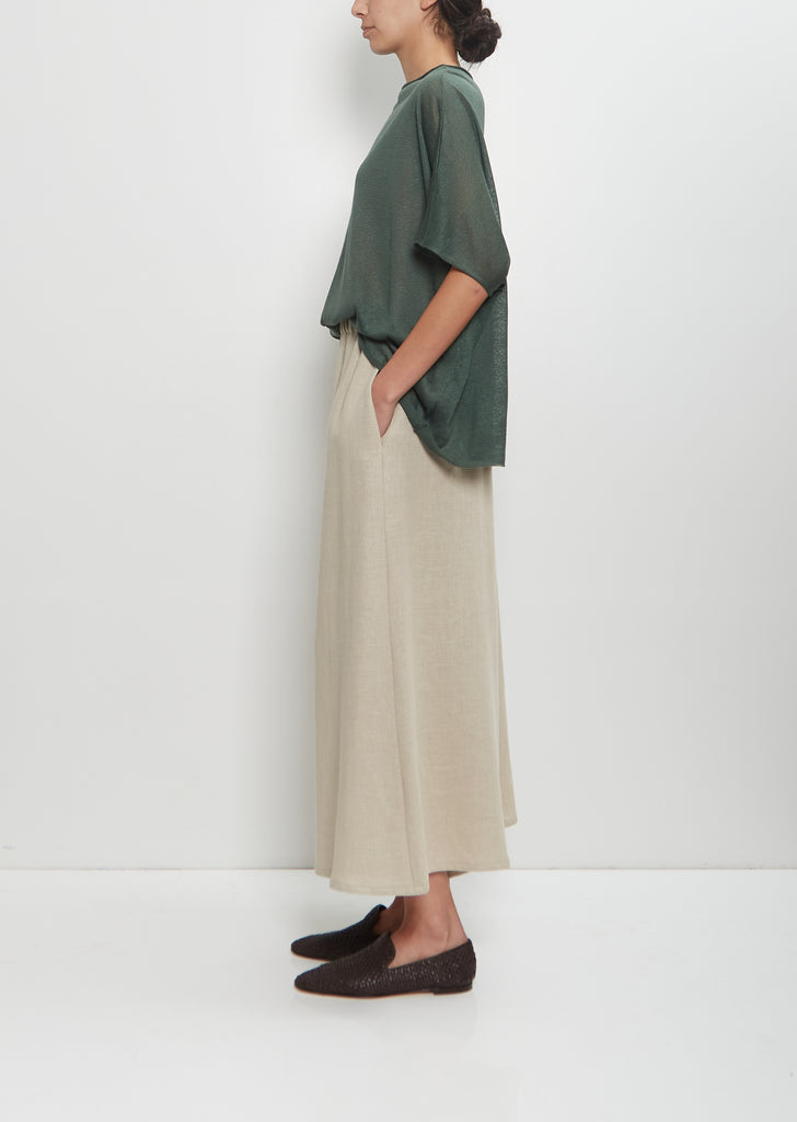 Linen Cashmere Easy T-Shirt Knitwear — Forest