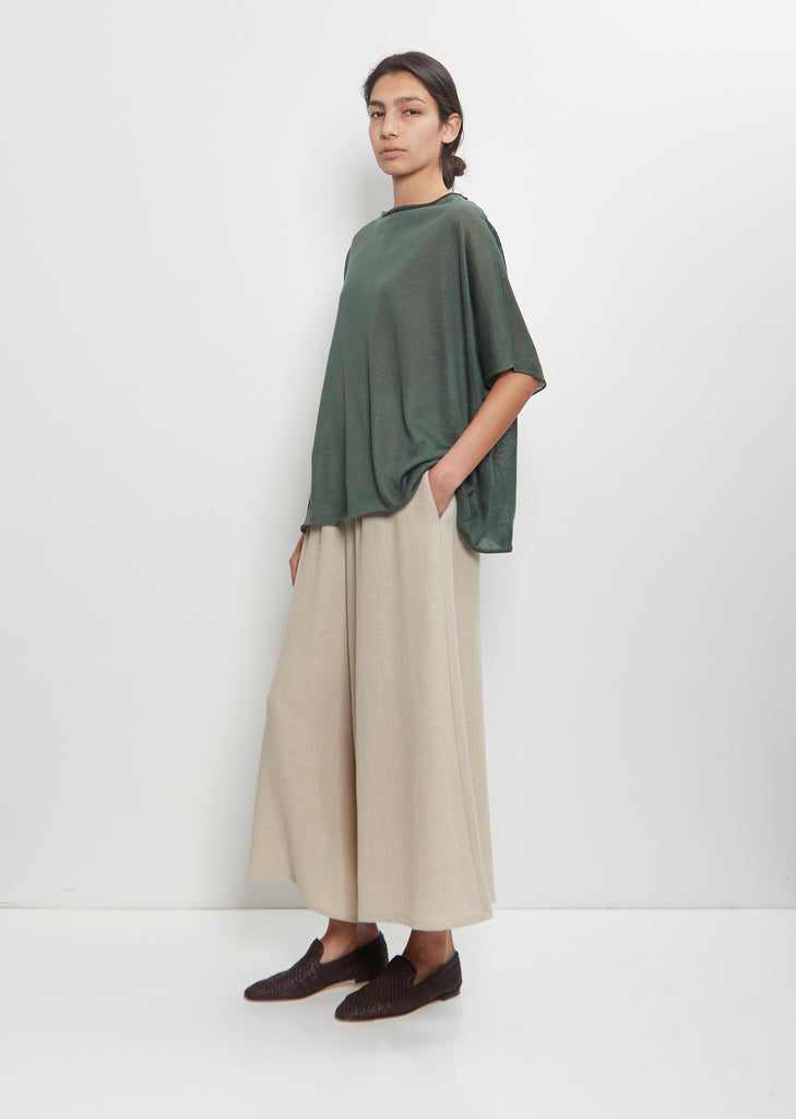 Linen Cashmere Easy T-Shirt Knitwear — Forest