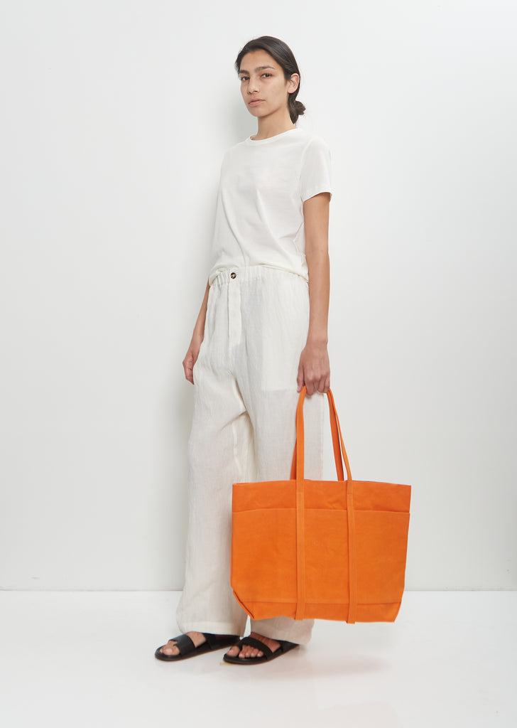 Washed Canvas 6 Pockets Tote M — Orange