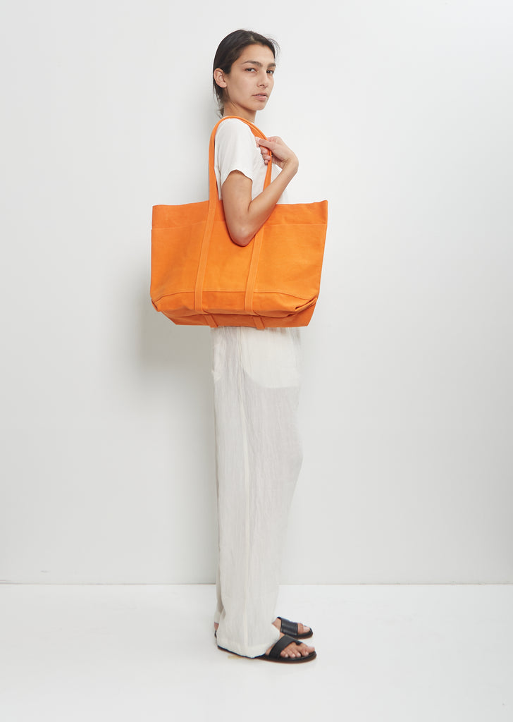 Washed Canvas 6 Pockets Tote M — Orange