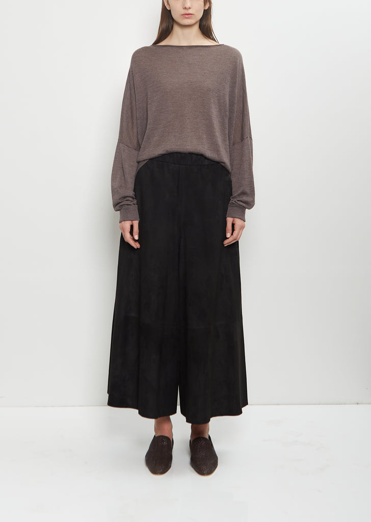 Suede Gaucho Pants — Black