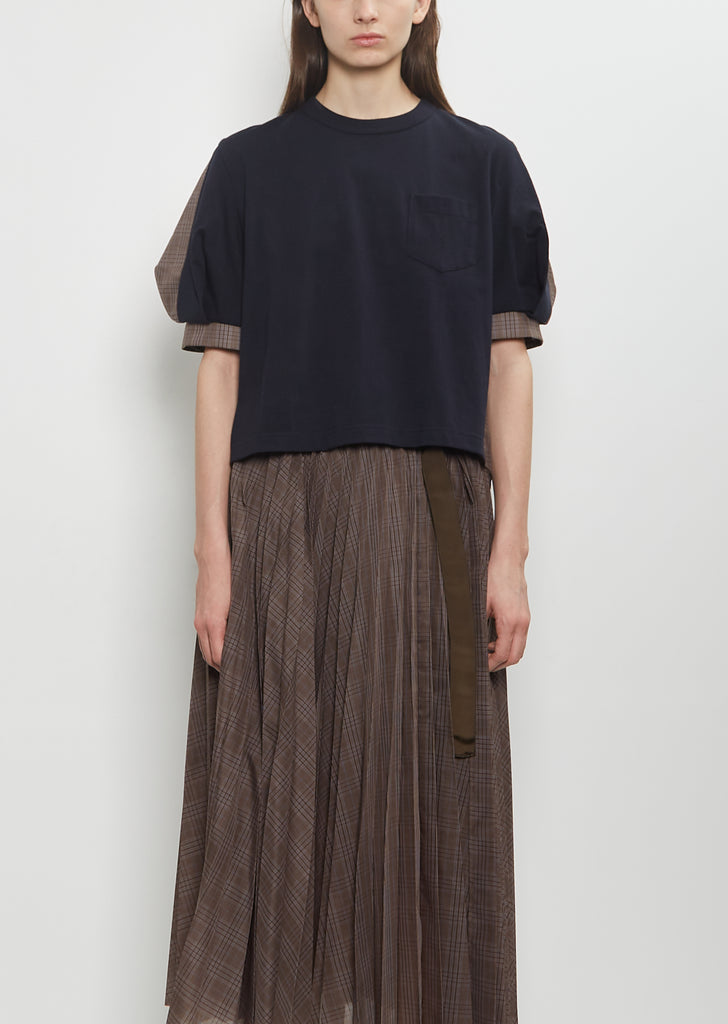 Spun Organza x Cotton Jersey T-Shirt