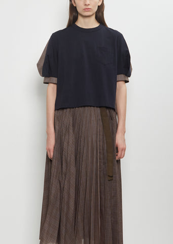 Spun Organza x Cotton Jersey T-Shirt