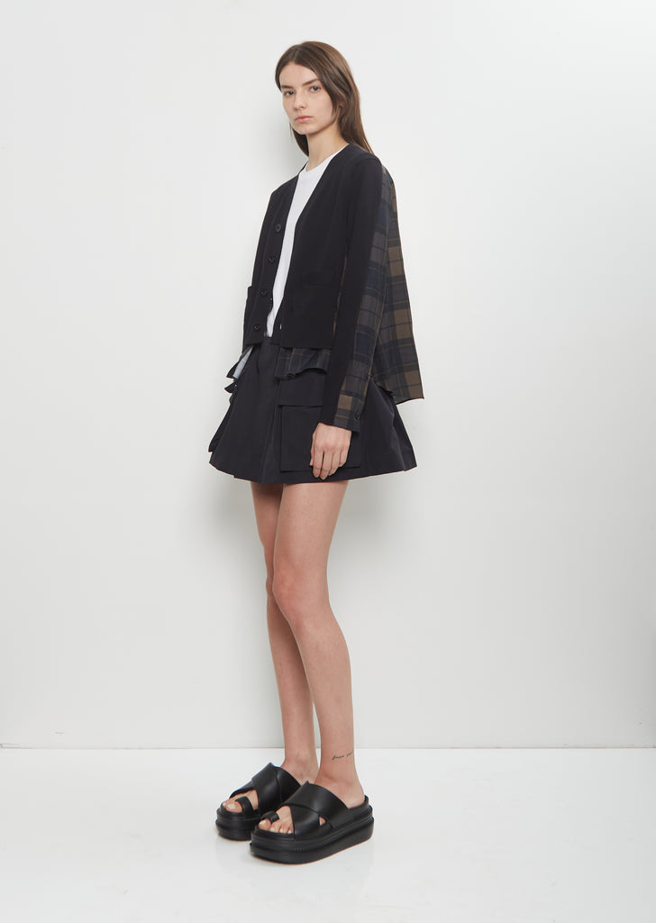 Plaid Print x Knit Cardigan