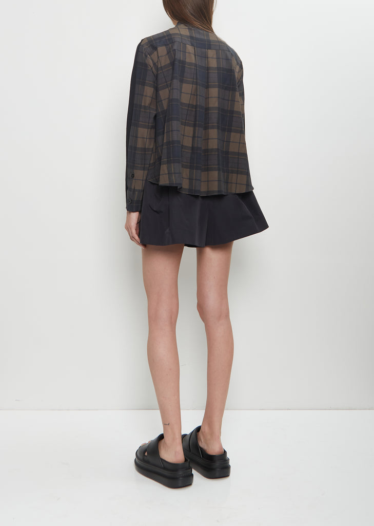 Plaid Print x Knit Cardigan