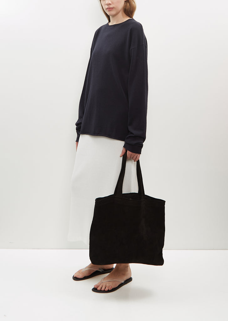 Suede Shopper Bag — Black