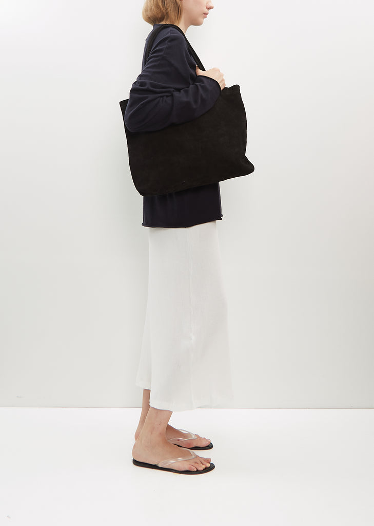 Suede Shopper Bag — Black